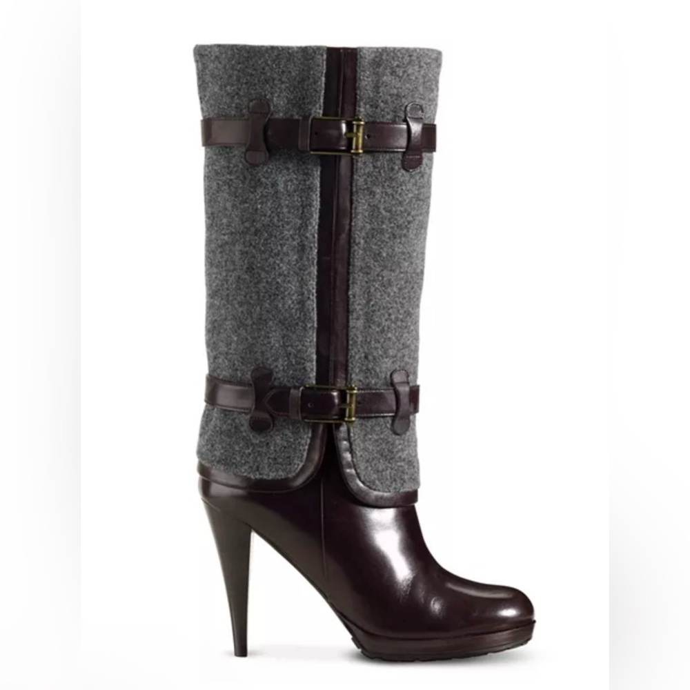 Cole Haan Nike Air Kennedy Buckle Boots gray wool fold over size 7